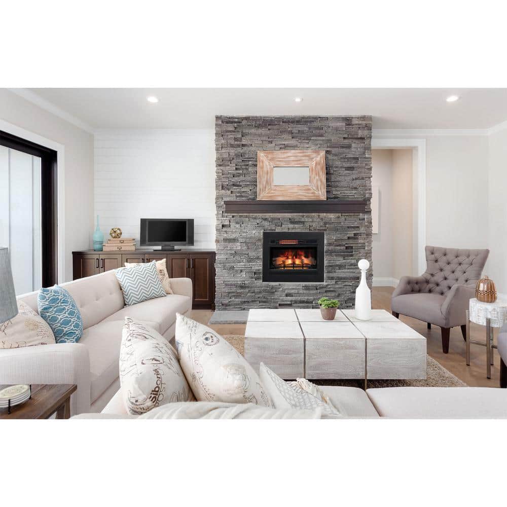 Black 26-Inch Electric Fireplace Insert with 3D Flame Effect