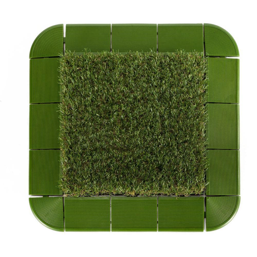 Green Plastic Interlocking Deck Tile Edge Kit, 12" x 3"