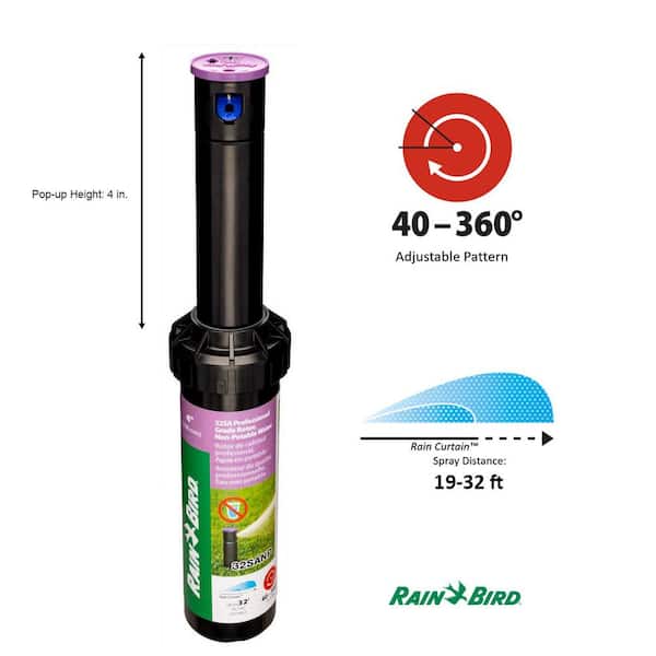 32SA 4 in. Pop-Up Gear-Drive Rotor Non-Potable Sprinkler with Purple Cap, 40-360 Degree Pattern, Adjustable 19-32 ft.