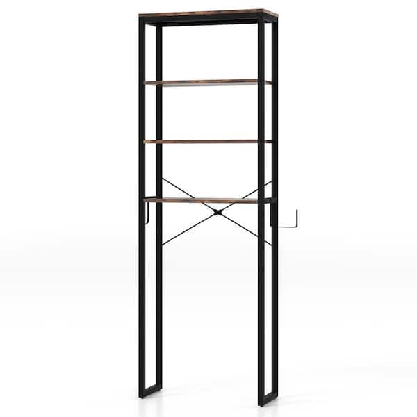 24 in. W x 70 in. H x 10 in. D Metal Rectangular 3- Shelf Freestanding Over the Toilet Storage Rack in Brown