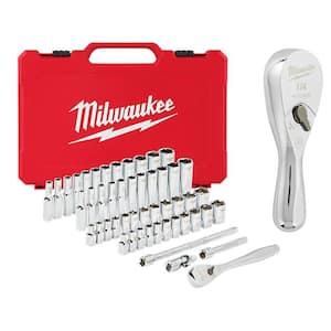 1/4 in. Drive SAE/Metric Ratchet and Socket Mechanics Tool Set with 1/4 in. Drive 3 in. Stubby Ratchet (51-Piece)