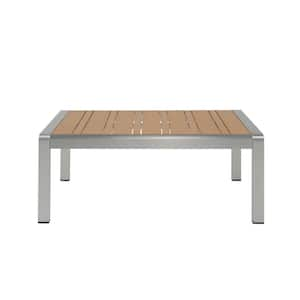 Solvayne Natural + Silver Aluminum Outdoor Patio Coffee Table