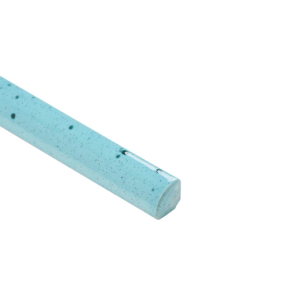 Orion Blue Glossy Ceramic Quarter Round Tile Trim 8''
