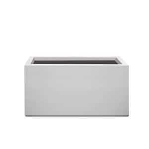 23.6 in. L Pure White Rectangular Concrete Planter with Drainage Plug for Garden Patio