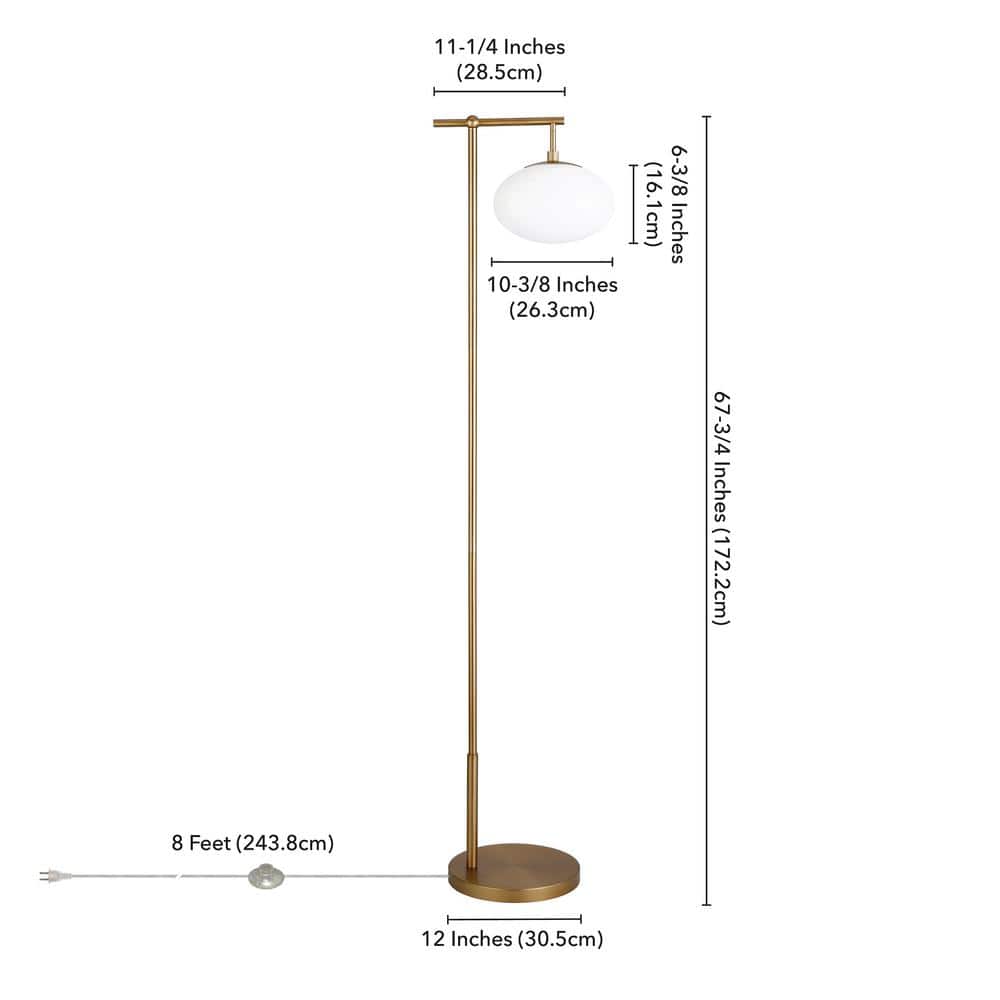 Blume 68" Arc Floor Lamp Brushed Brass with Milk White Glass Shade