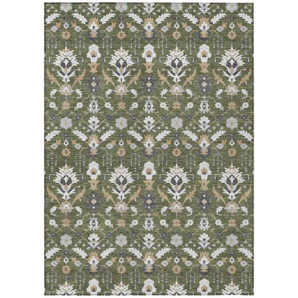 Chantille Machine Washable Indoor/Outdoor Abstract ACN2857 Olive 5 ft. x 7 ft. 6 in. Area Rug