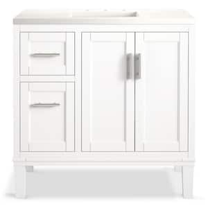 Chesil 36 in. W x 19.2 in. D x 36.1 in. H Single Sink Freestanding Bath Vanity in White with Quartz Top