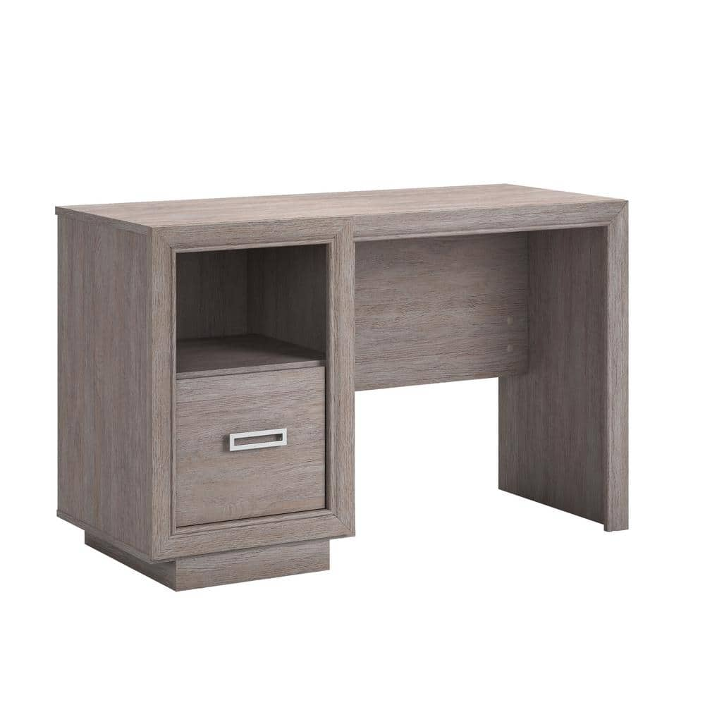 SAUDER Hayes Garden 47.165 in. Ashen Oak Computer Desk with File Storage and Open Shelf