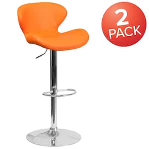 33 in. Orange Vinyl Bar stool (Set of 2)