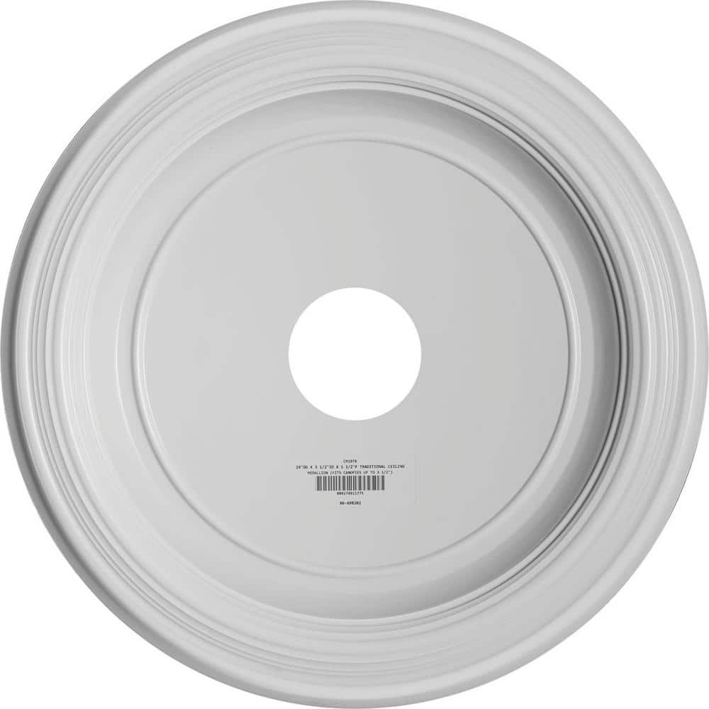 19-Inch White Traditional Thermoformed PVC Ceiling Medallion