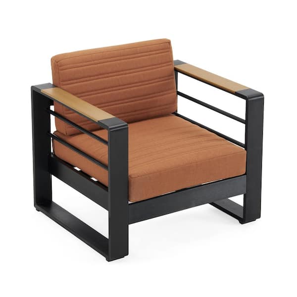 Unbranded Aluminum Stylish Outdoor Lounge Chair, Club Chair with Orange Cushions