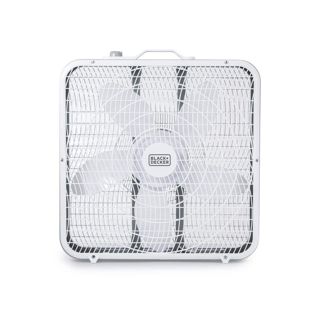 BLACK+DECKER 20 in. 3 Fan Speed Box Fan in White with Carrying