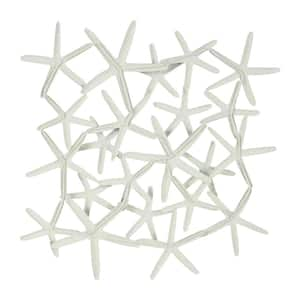 32 in. x 32 in. Metal Light Blue Overlapping Starfish Wall Decor