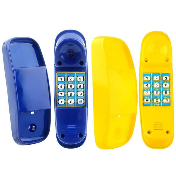 2 Pack Kids Playground Pretend Play Telephone Toy Set with Numeric Key Yellow Blue