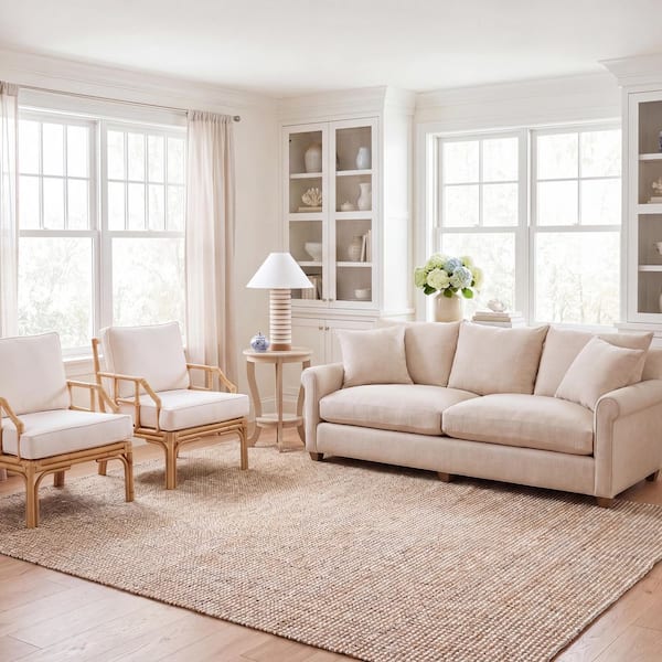 Natural Fiber 10 ft. x 14 ft. Natural/Ivory Solid Woven Area Rug