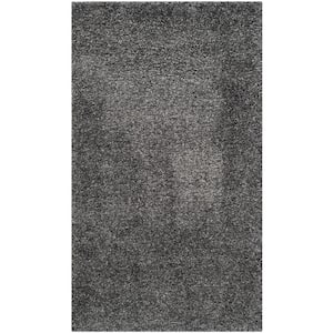 California Shag Dark Gray Doormat 3 ft. x 5 ft. Solid Area Rug