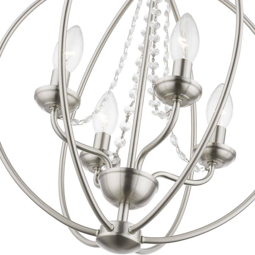 Arabella Brushed Nickel and Crystal 4-Light Chandelier