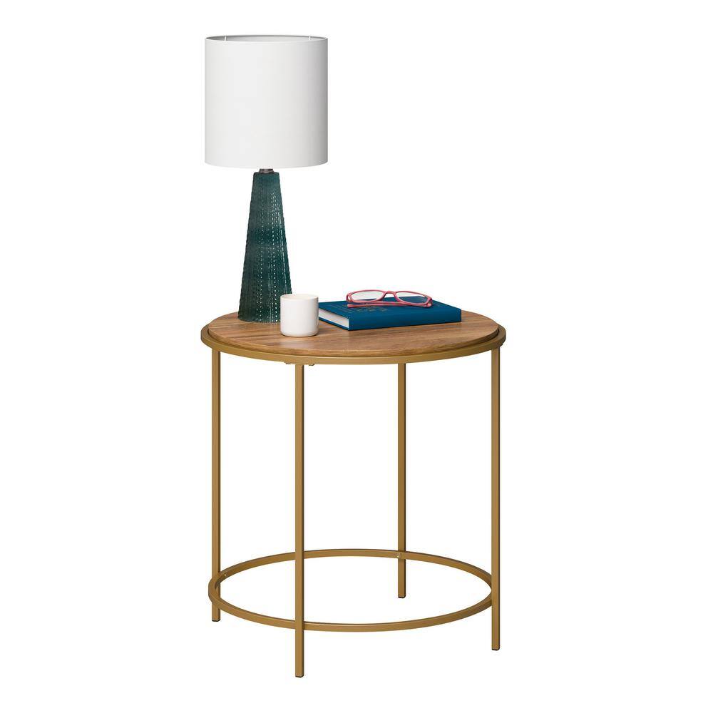 Sindoori Mango Round Wood and Metal Side Table