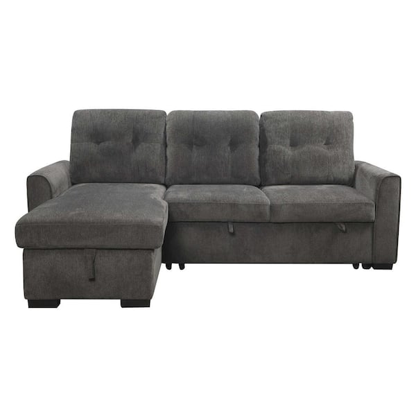 EVERGLADE HOME Suri 92 in. Square Arm 2-Piece Chenille L-Shaped Sectional Sofa in Dark Gray