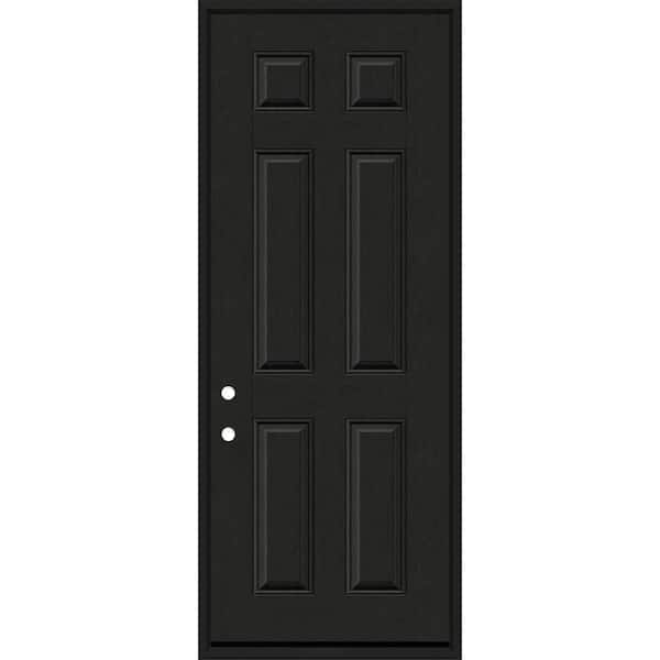Steves & Sons Regency 36 in. x 96 in. 6-Panel RHIS Onyx Stain Mahogany Fiberglass Prehung Front Door with 4-9/16 Jamb