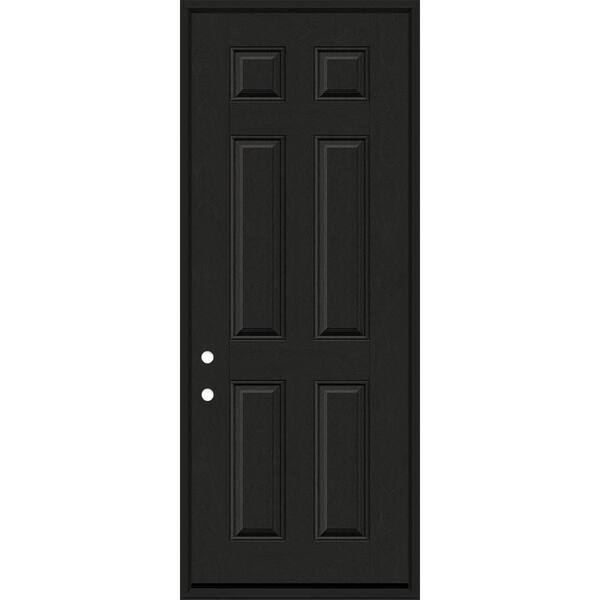 Steves & Sons Regency 36 in. x 96 in. 6 Panel RHIS Onyx Stain Mahogany Fiberglass Prehung Front Door with 6-9/16 Jamb