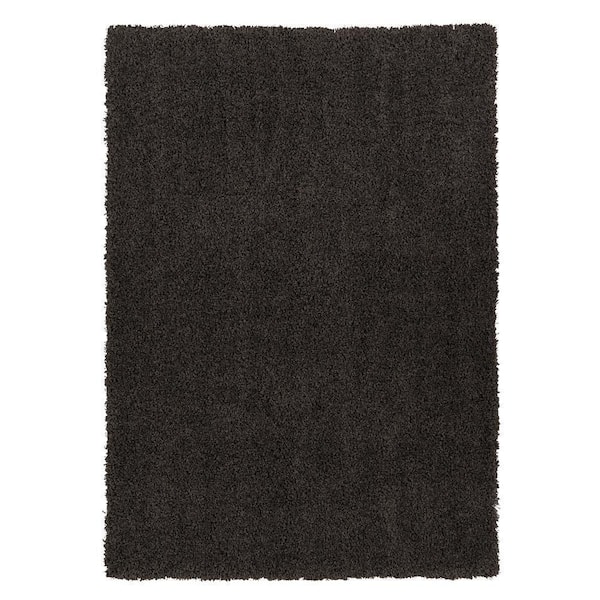 Sweet Home Stores Cozy Collection Solid Design 3x5 Indoor Shag Area Rug, 3 ft. 3 in. x 4 ft. 7 in., Charcoal