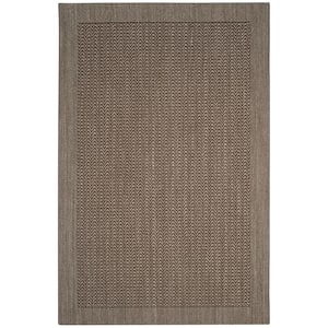 Palm Beach Silver 5 ft. x 8 ft. Solid Border Area Rug