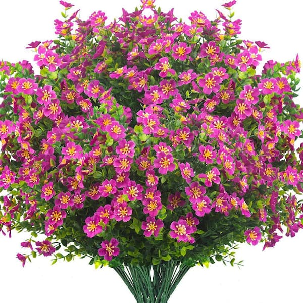 12-Bundles 13.5 in. Pink Artificial Mum Flowers for Outdoors HAHD411 ...
