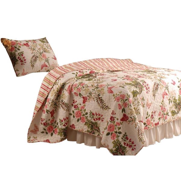 Benjara 2-Piece Multicolor Solid Twin Size Microfiber Quilt Set