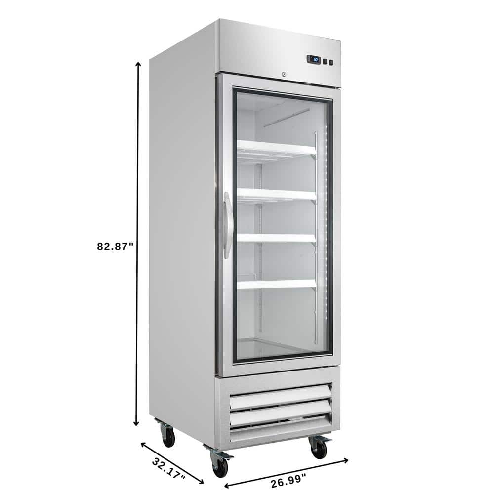 27-Inch Stainless Steel Convertible Refrigerator Freezer with Glass Door