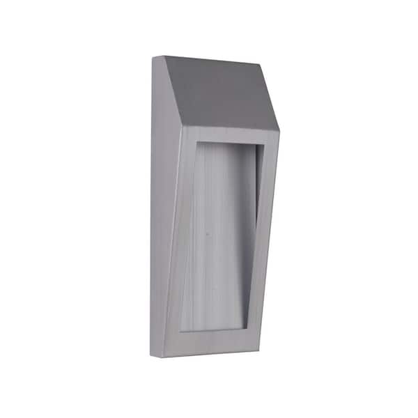 Wedge 11 in. Brushed Aluminum Finish Indoor/Outdoor Hardwired Integrated LED Wall Lantern Pocket Sconce