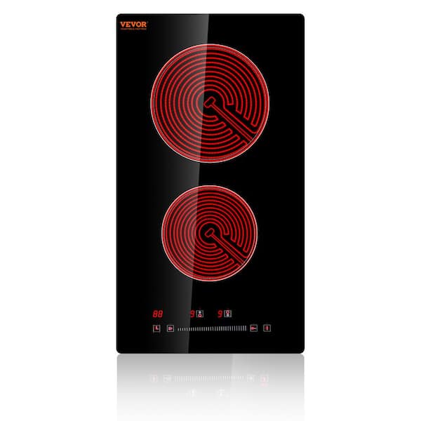Built in Electric Stove Top 20 x 11.6 in. 2 Burners 240V Glass Radiant Cooktop with Touch Control Black 2025 Upgrade
