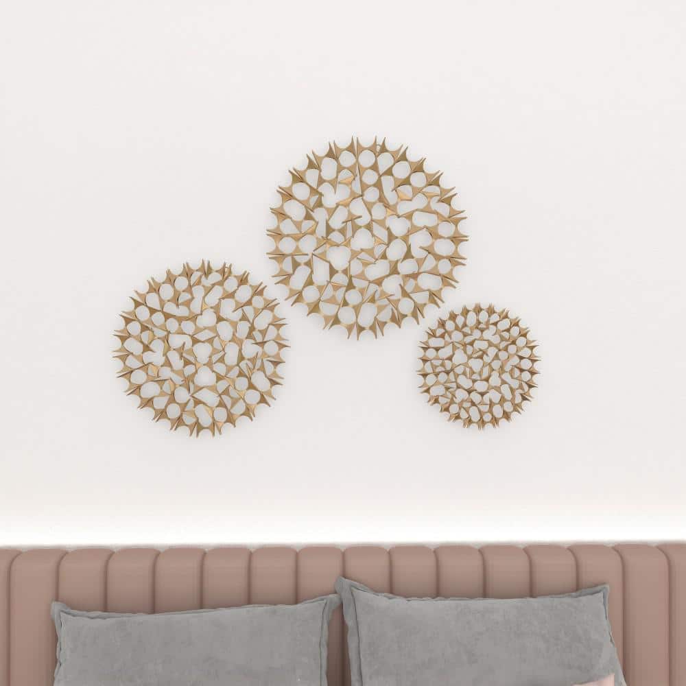 Gold Metal Winter Wall Sculpture Set, 23"