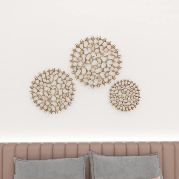 Litton Lane Metal Gold Abstract Wall Decor with Cutout Design (Set