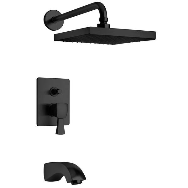 LaToscana Lady 2-Handle 1-Spray Tub and Shower Faucet with 8 in. Rain Shower Head in Matte Black (Valve Included)