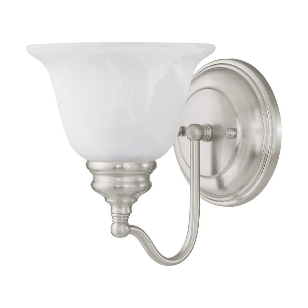 Essex Brushed Nickel 7.5" Dimmable Vanity Light with Alabaster Glass