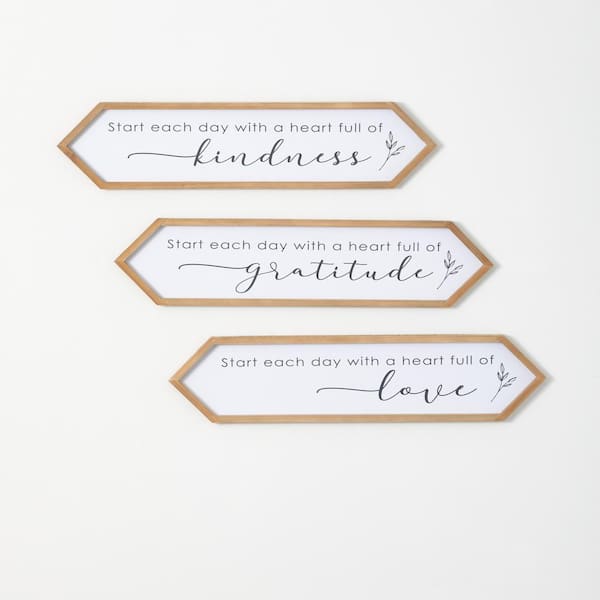 SULLIVANS 31.5" x 7.5" Start Each Day Wood Decorative Sign (Set of 3)