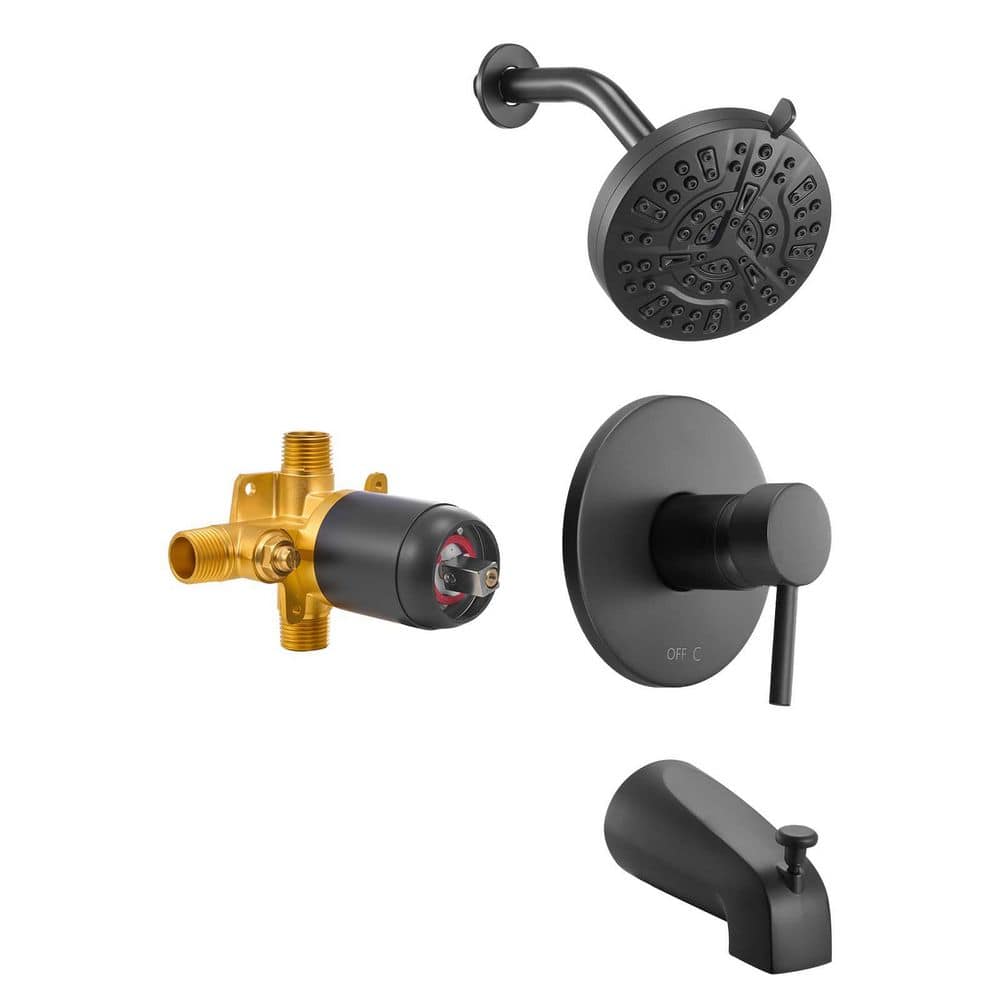 Single Handle 8-Spray Wall Mount Tub and Shower Faucet 5 in. Shower Faucet Set in Matte Black Valve Included price history on PriceWatchPro