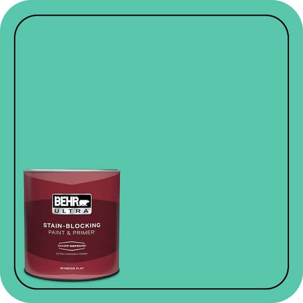 BEHR ULTRA 1 qt. #480B-4 Shoreline Green Extra Durable Flat Interior Paint & Primer