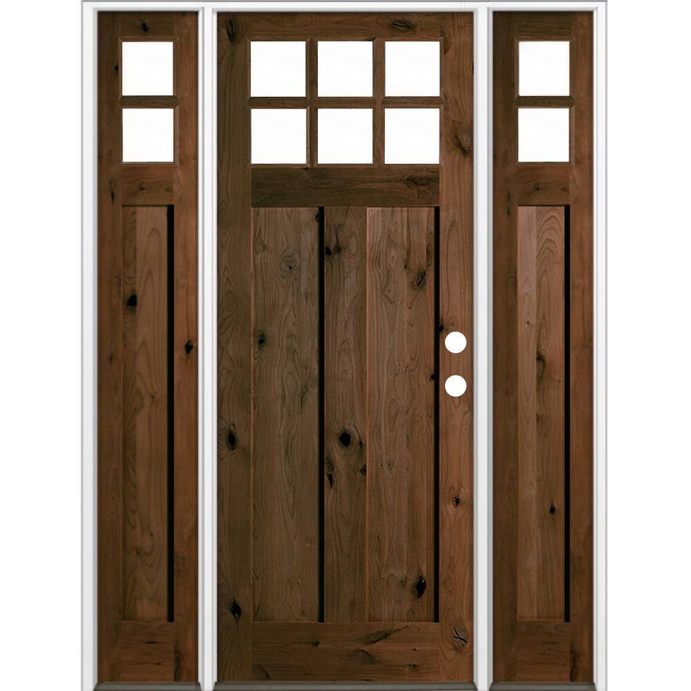 70 in. x 96 in. Knotty Alder Left-Hand/Inswing 6-Lite Beveled Clear Glass Espresso Stain Wood Prehung Front Door w/DSL price history on PriceWatchPro