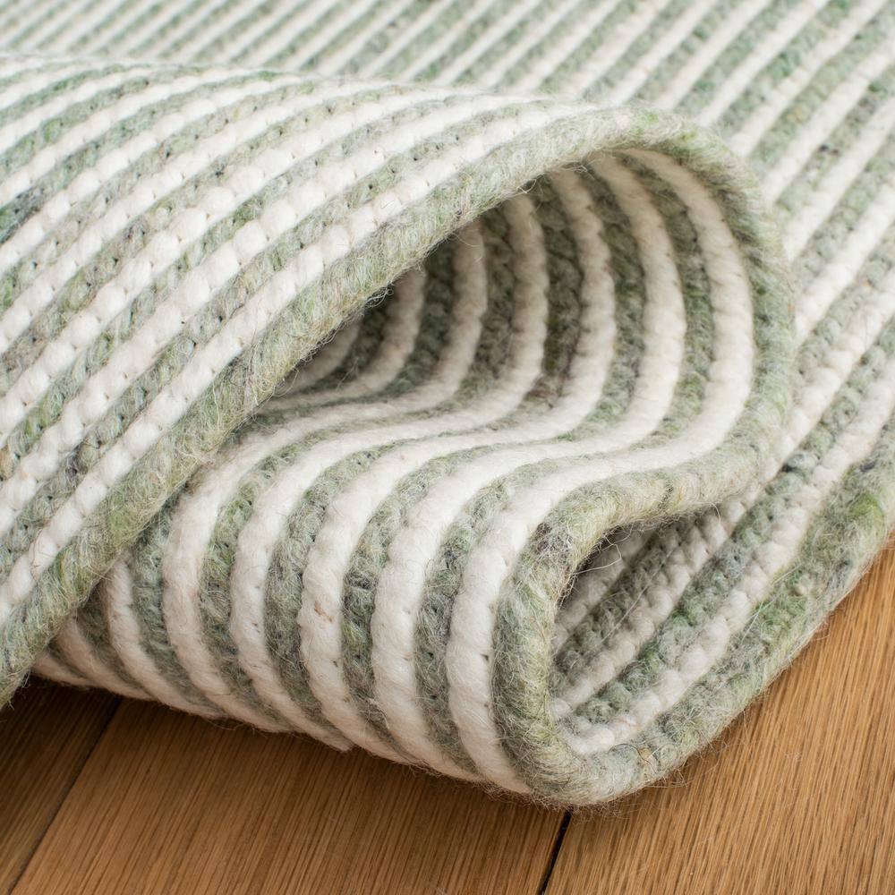 Green and Ivory Braided Wool Oval Area Rug 6' x 9'