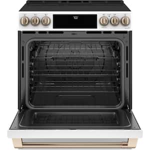 30 in. 5 Burner Element Smart Slide-In Electric Range in Matte White with True Convection, Air Fry