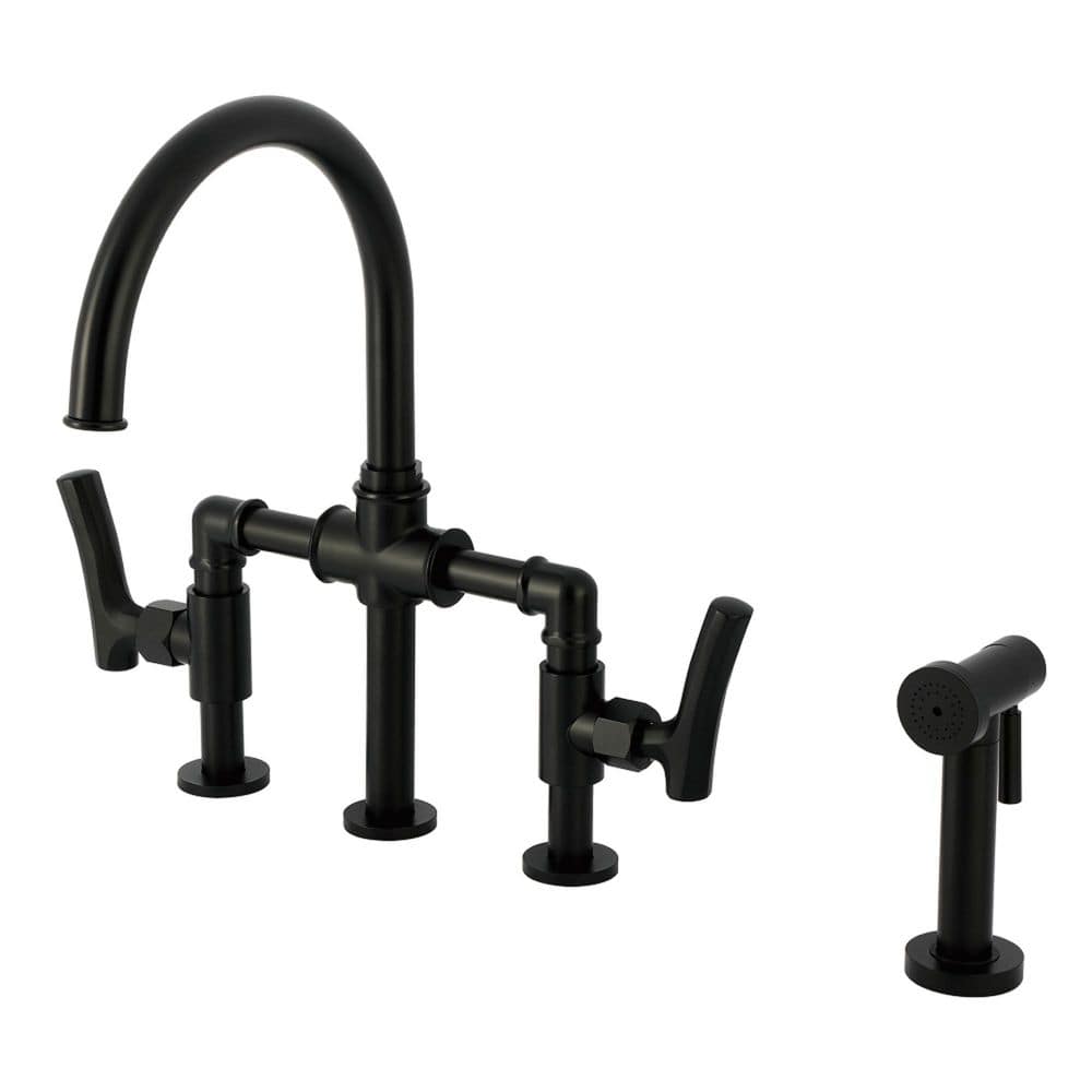 Hallerbos 2-Handle Bridge Kitchen Faucet in Matte Black price history on PriceWatchPro