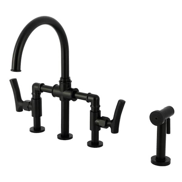 Hallerbos 2-Handle Bridge Kitchen Faucet in Matte Black