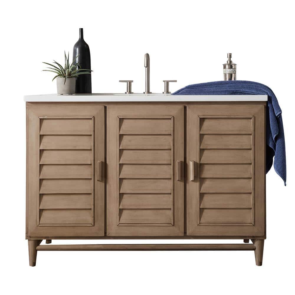 Portland 48 in. W 23.5 in.D x 34.3 in. H Single Vanity in Whitewashed Walnu