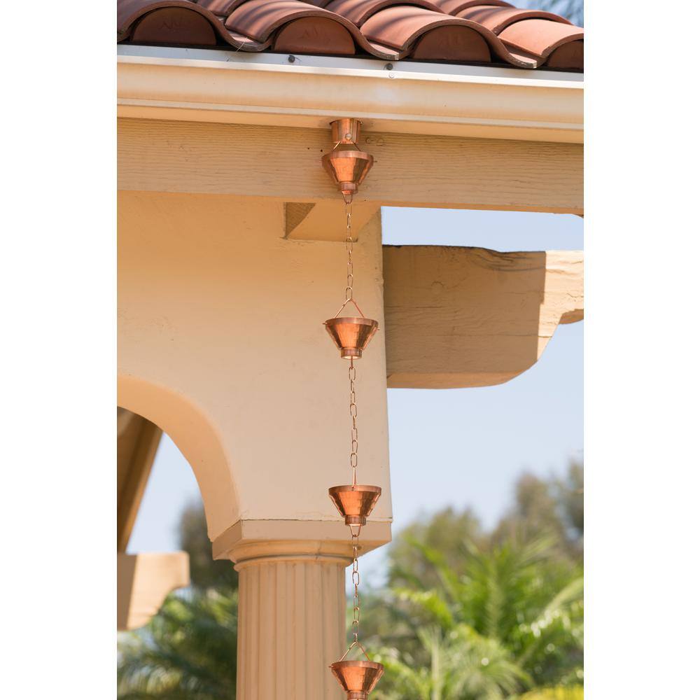 8.5 ft Pure Copper Large Cup Rain Chain