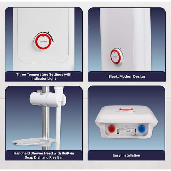 6,000-Watt Electric Tankless Water Heater Shower System (Incl. Water Heater, Hose, Handheld, Rise Bar, Soap Dish) 6,000-Watt Electric Tankless Water Heater Shower System (Incl. Water Heater, Hose, Handheld, Rise Bar, Soap Dish)