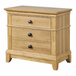 Zeller Natural Oak 3-Drawer 28 in. W Nightstand