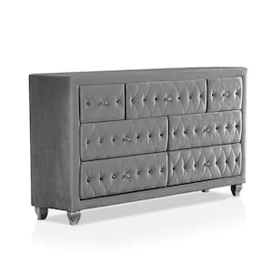 Nesika 7-Drawer Gray Dresser (36 in. H X 58.5 in. W X 17.5 in. D)