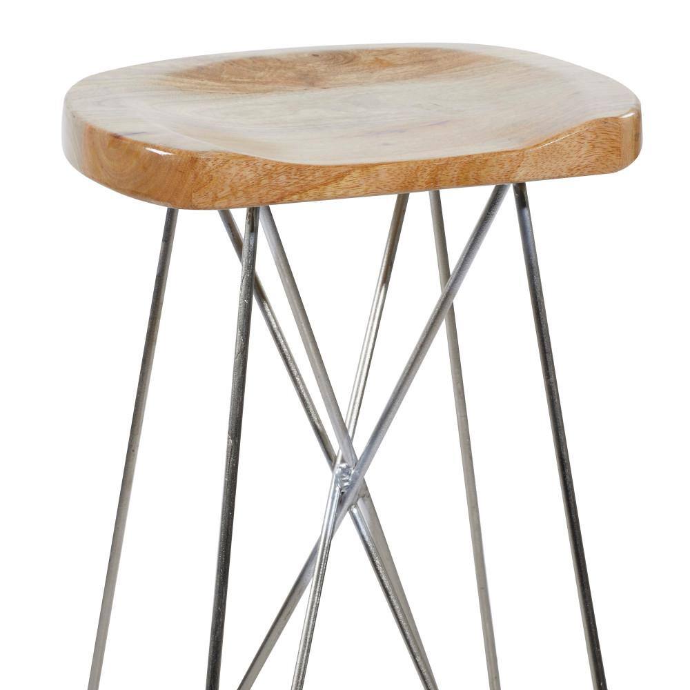 Adjustable Saddle-Style 30" Bar Stool in Brown Wood and Acrylic